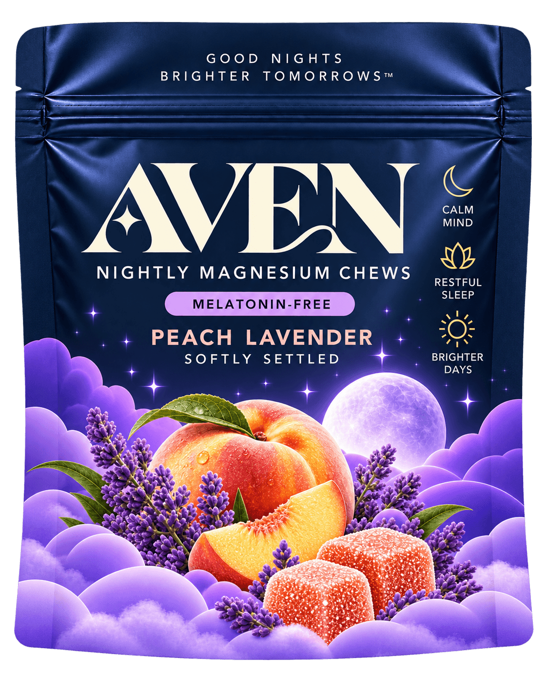 AVEN Peach Lavender Nightly Magnesium Chews pouch